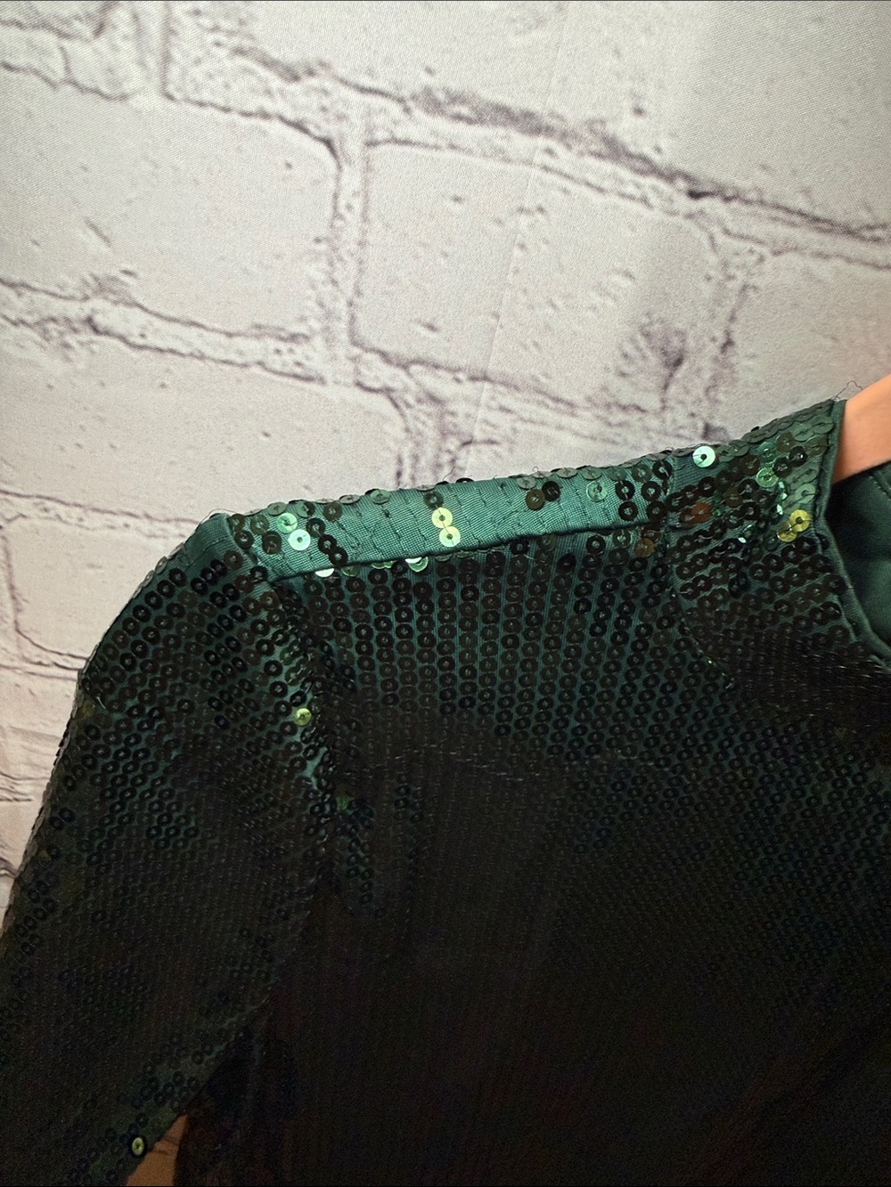 Michael Kors Emerald Green Sequin Mock Neck Top - Picture 8 of 9